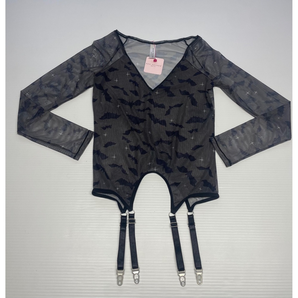 Uye Surana Bats in the Belfry Mesh Long Sleeve Garter Tee NWT XS/S Discontinued